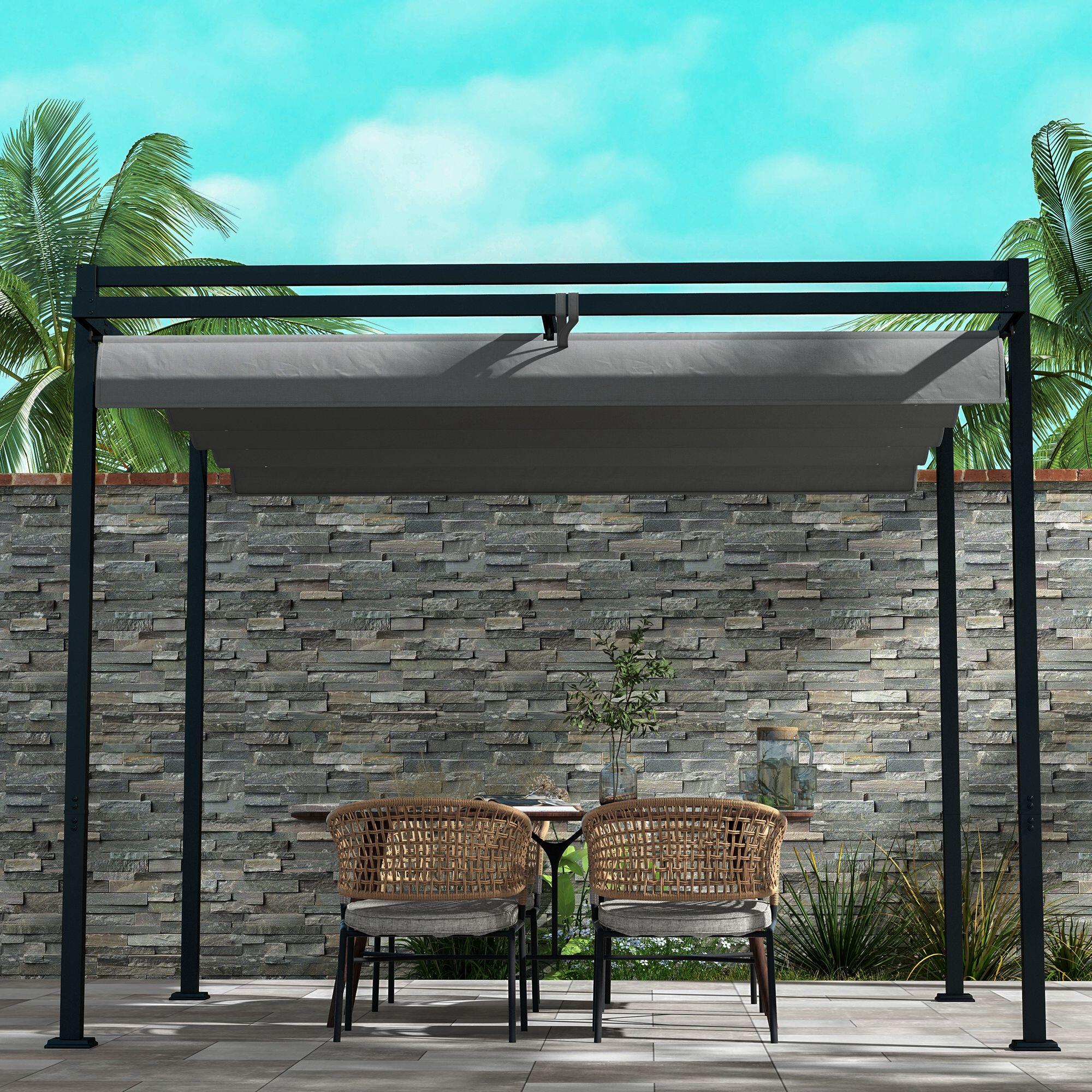 Pérgola Outsunny 297x397x235 cm Gris Oscuro 5/7