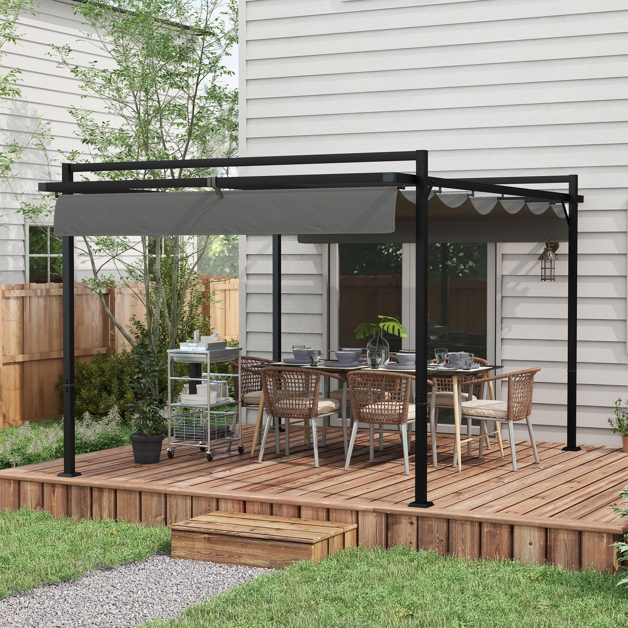 Pérgola Outsunny 297x397x235 cm Gris Oscuro 2/7