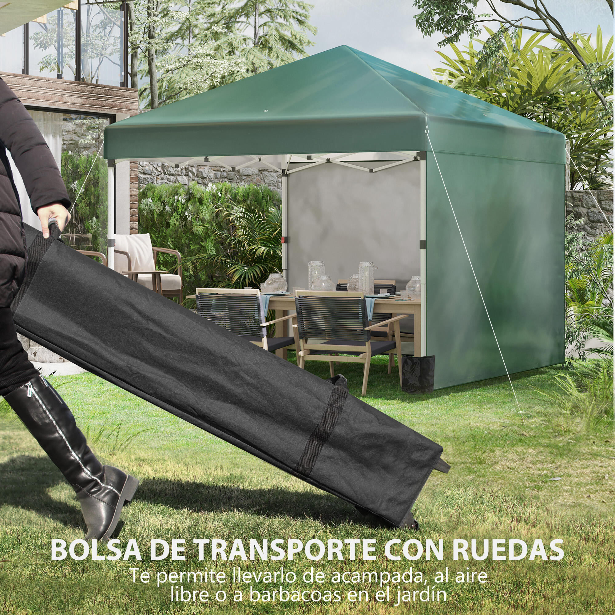 Tenda dobrável 297x297x288 cm verde Outsunny 7/7