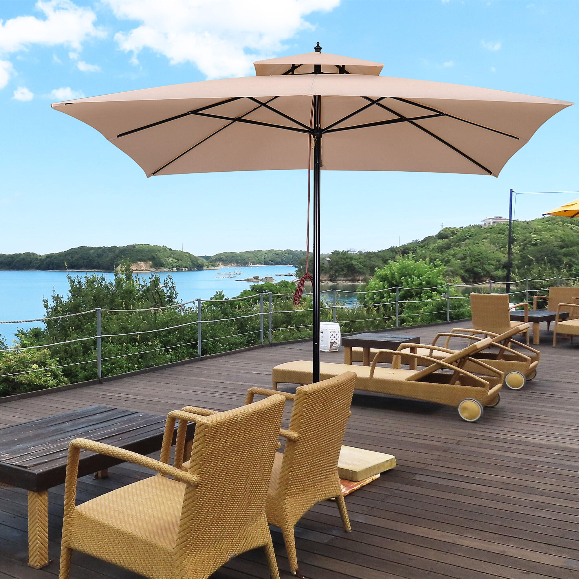 Parasol de camping Outsunny 300x300x297 cm Beige 2/6