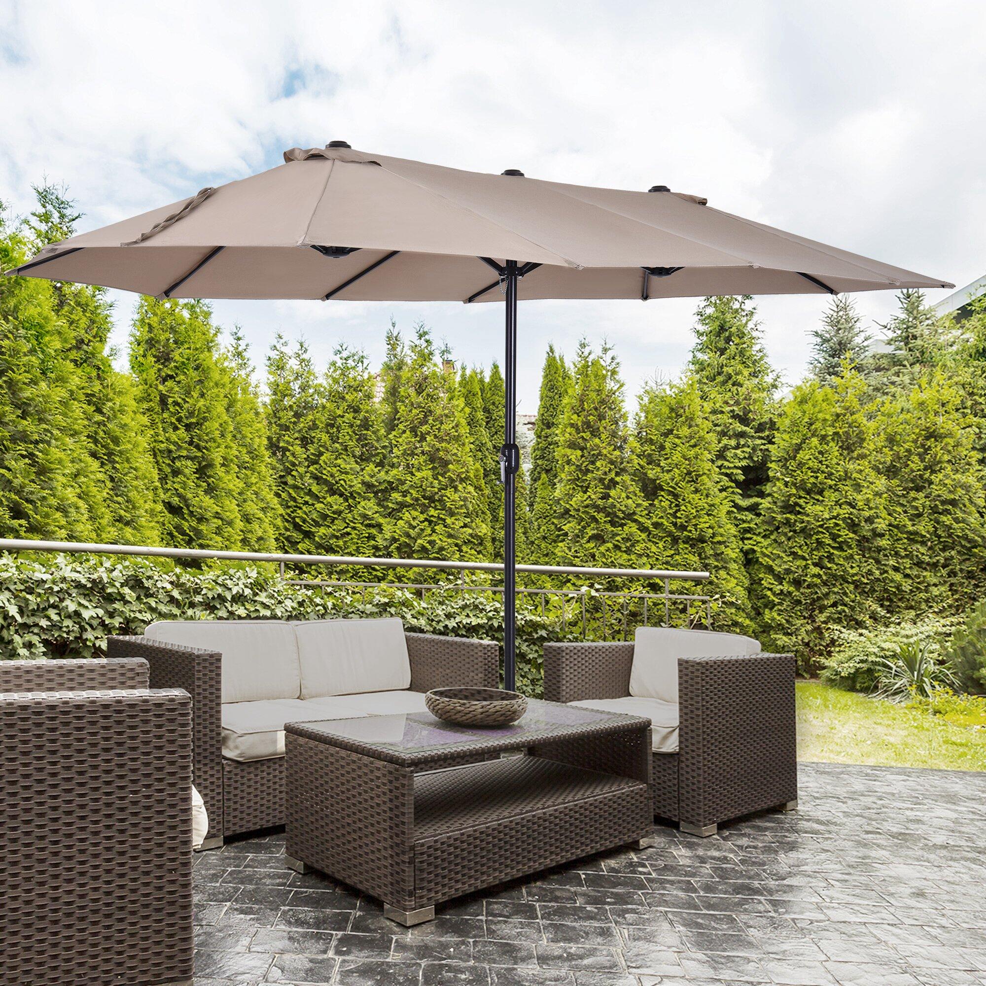 Sombrilla Doble Outsunny 460x270x240 cm Café 2/7