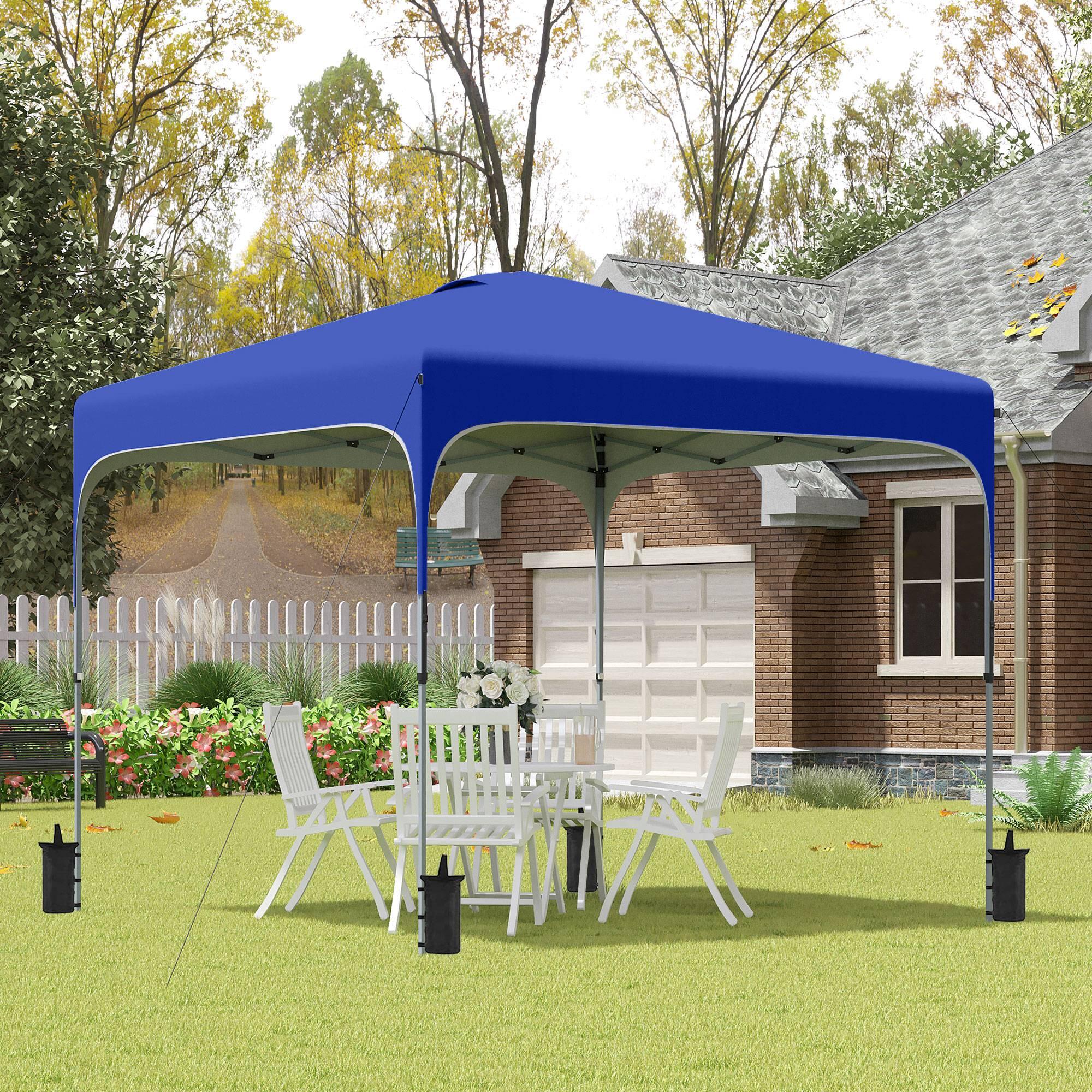 Tenda Dobrável 253x253x268 cm Azul Outsunny 2/7