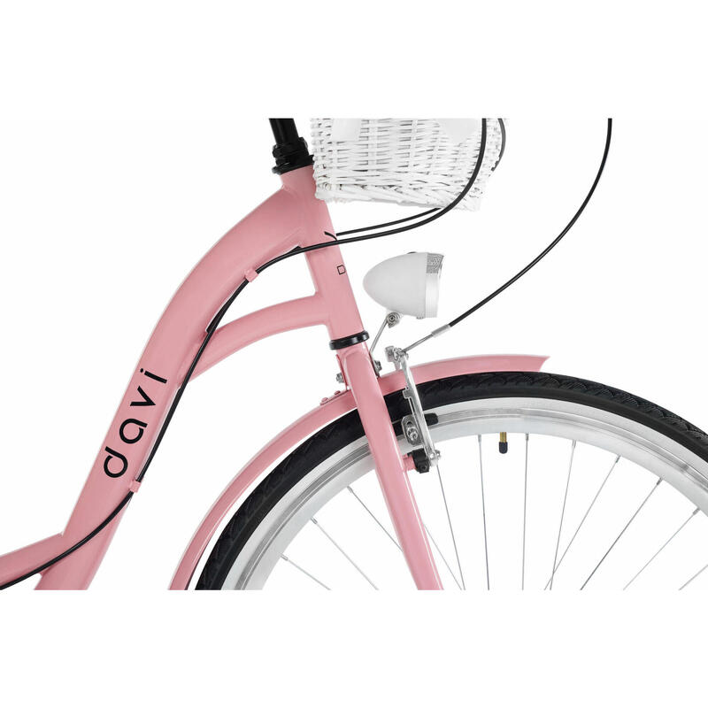 Bicicleta dama  Davi Emma 28", 7 viteze, 160-185 cm, Roz/Negru
