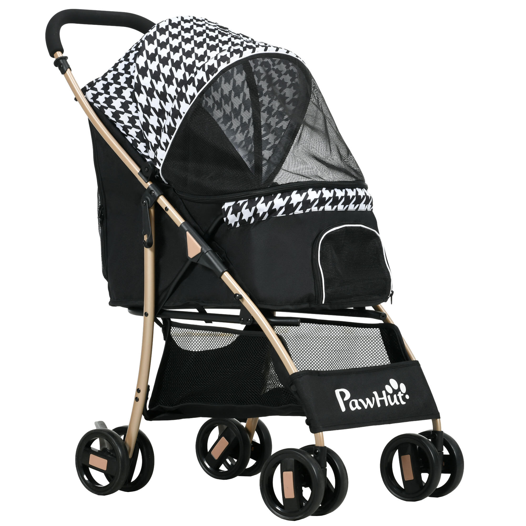 Carrinho animais de estimação 80x44,5x97 cm preto pawhut