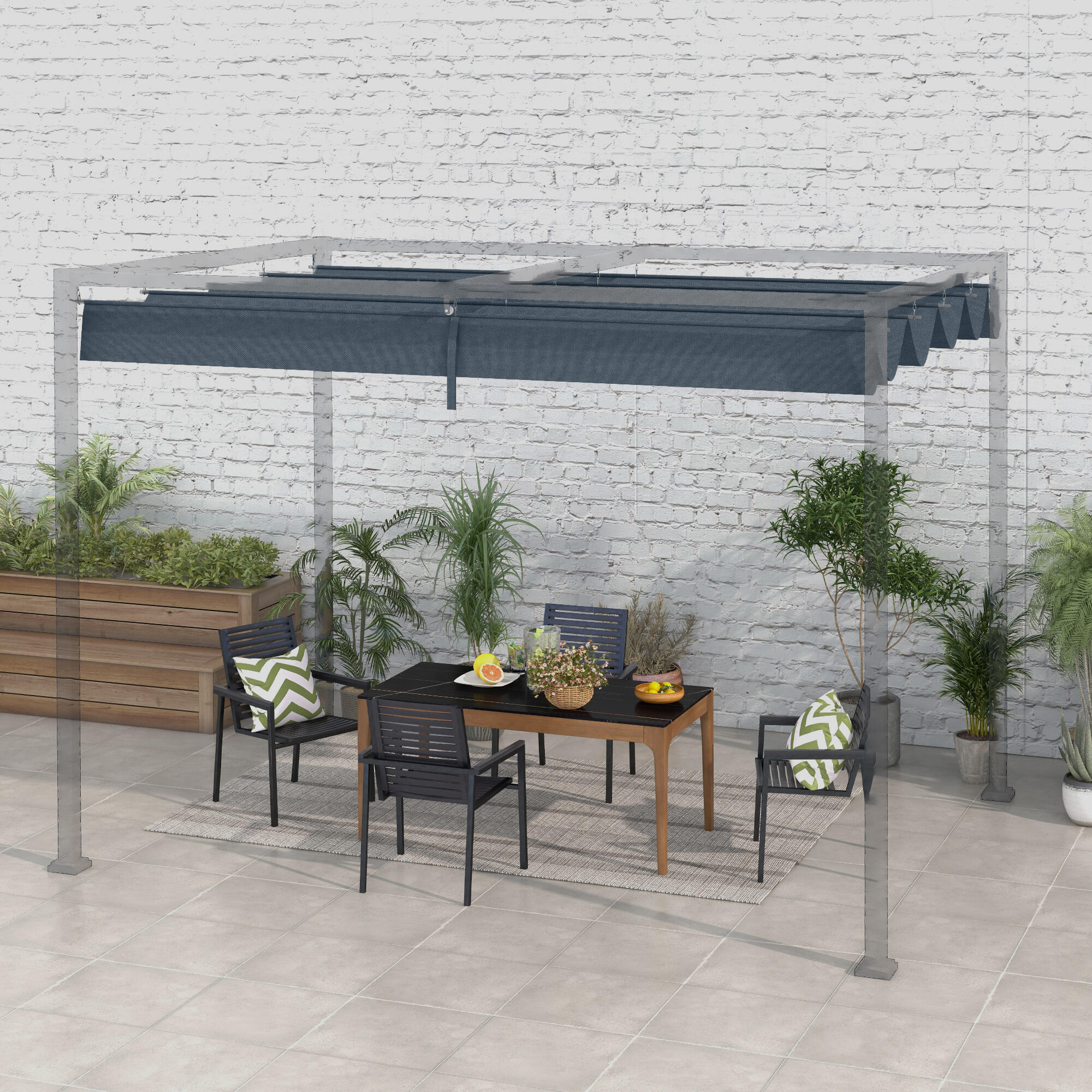 Techo de Pérgola Outsunny 286x245 cm Gris Oscuro 2/7