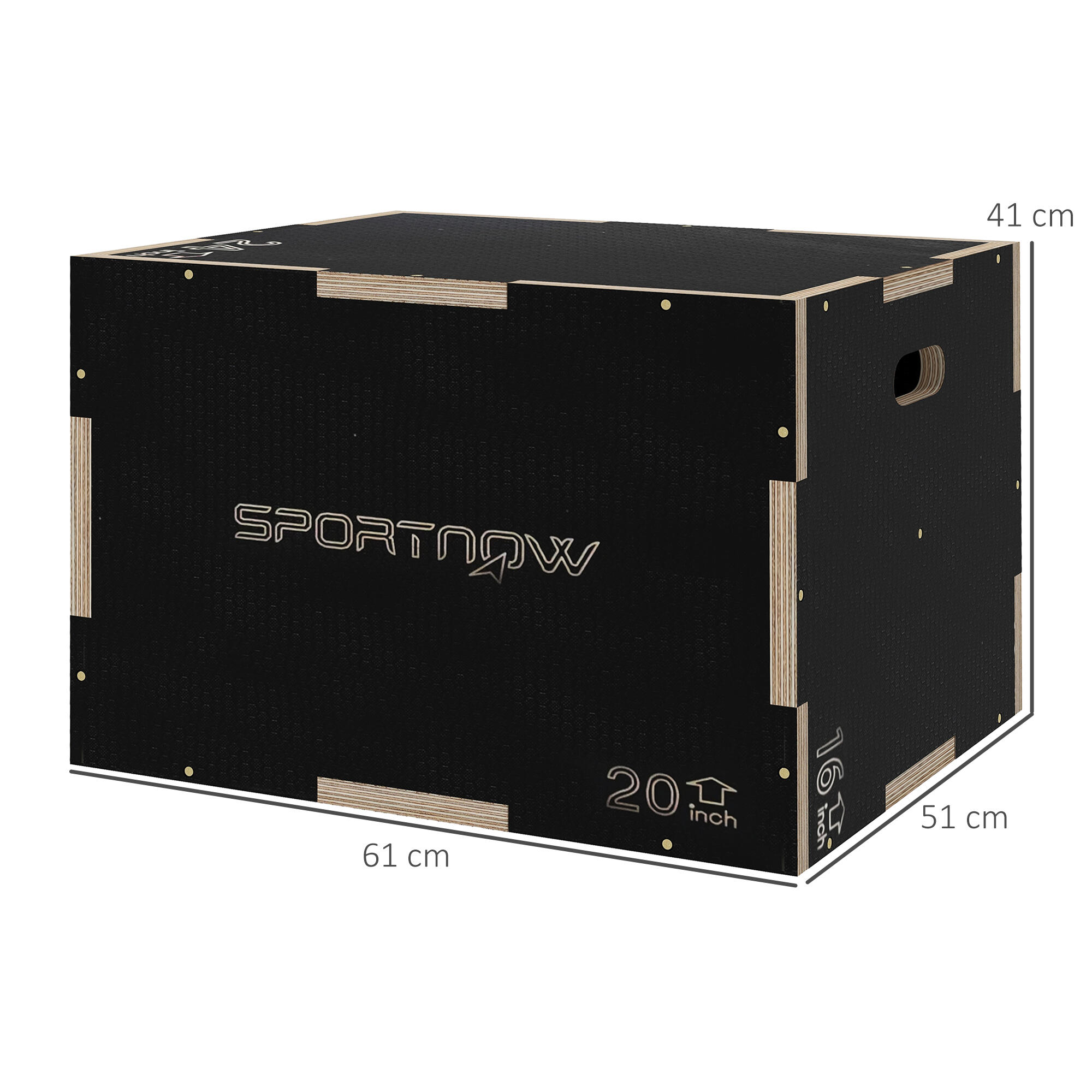 Caixa pliométrica 61x51x41 cm preto SPORTNOW 3/7