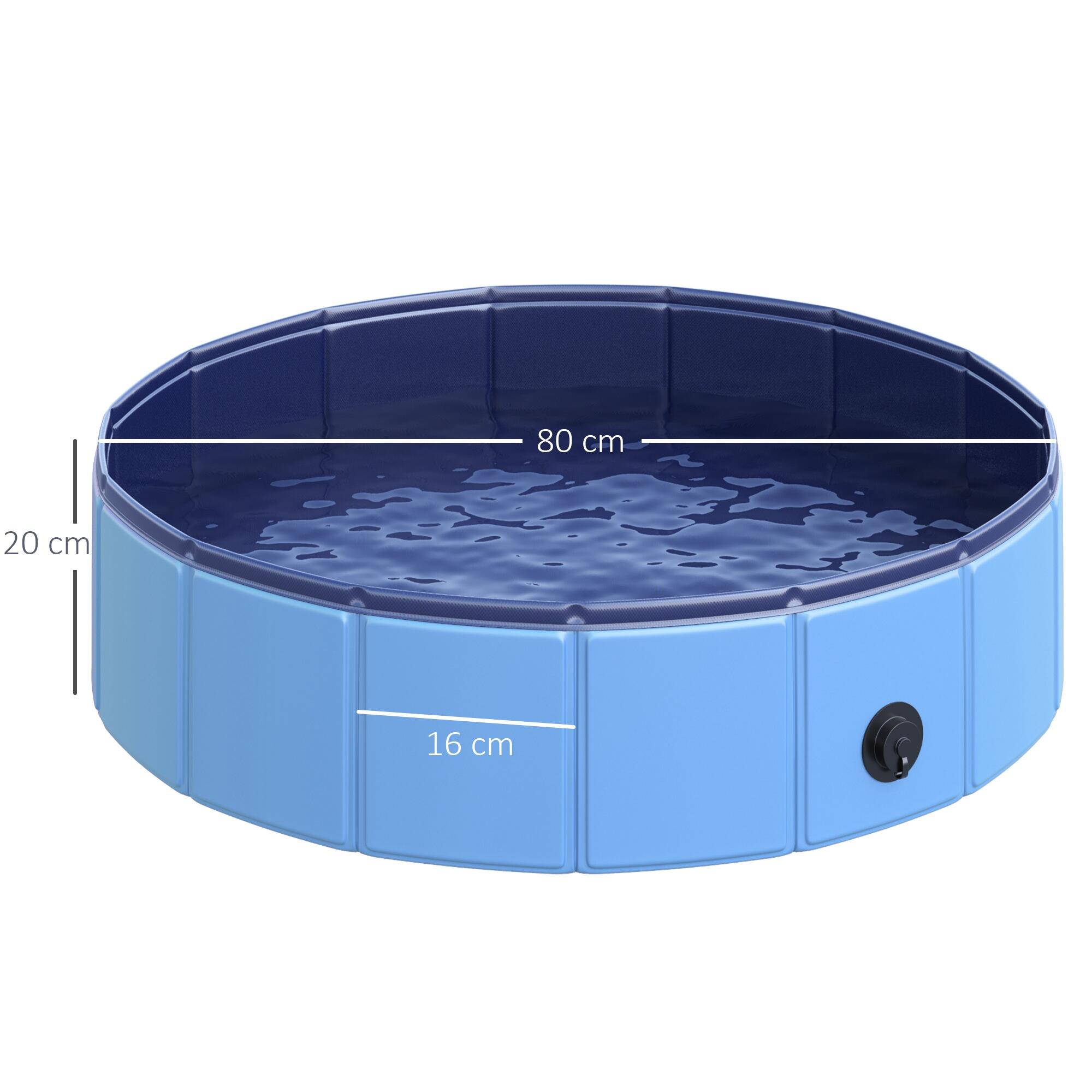 Piscina para Cães Dobrável 80x80x20 cm Azul PawHut 3/7
