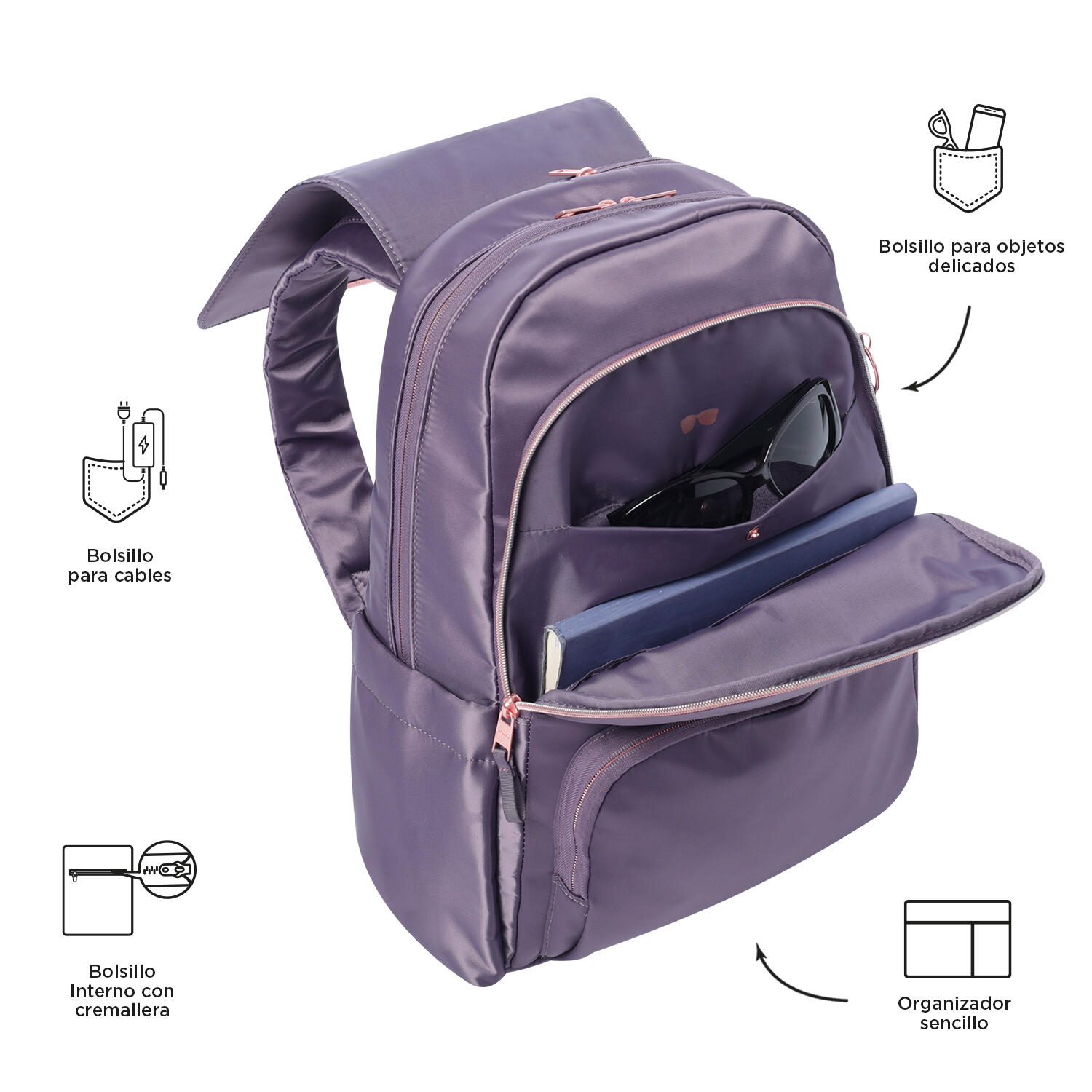 Totto Mochila urbana Bel Montana Grape Poliamida 30 x 41 x 15 cm 5/5