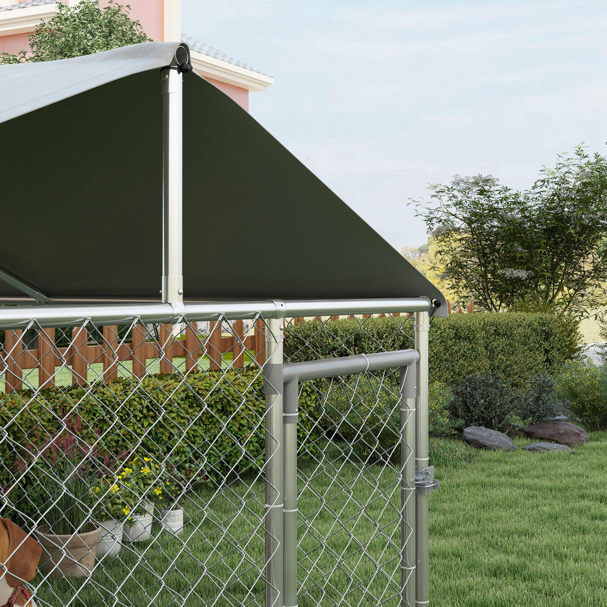 Parque para Perros PawHut 200x200x150 cm Plata 7/7