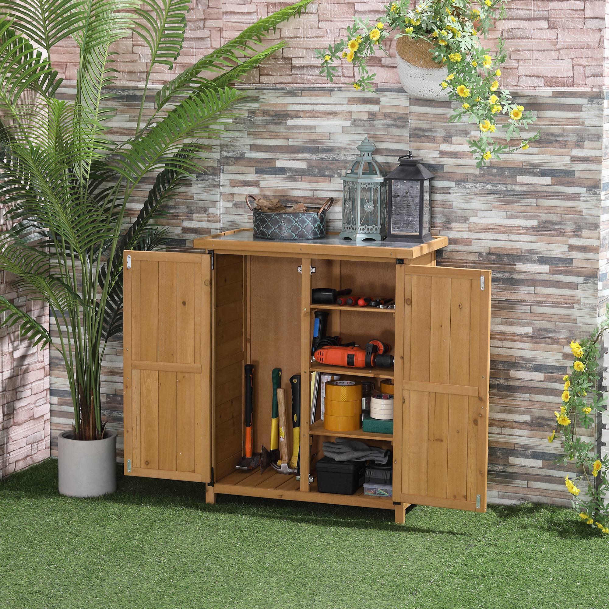 Armario de Evento Deportivo Outsunny 75x40x90 cm Madera Natural 2/7