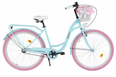 Damesfiets davi lila 28". 1 versnelling. 160-185 cm. blauw/roze