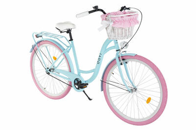 Damesfiets davi mila 28", 1 versnelling, 160-185 cm, blauw/roze