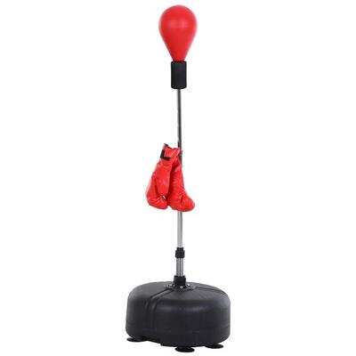 HOMCOM Punching Ball ad Altezza Regolabile con Guantoni Nero e Rosso