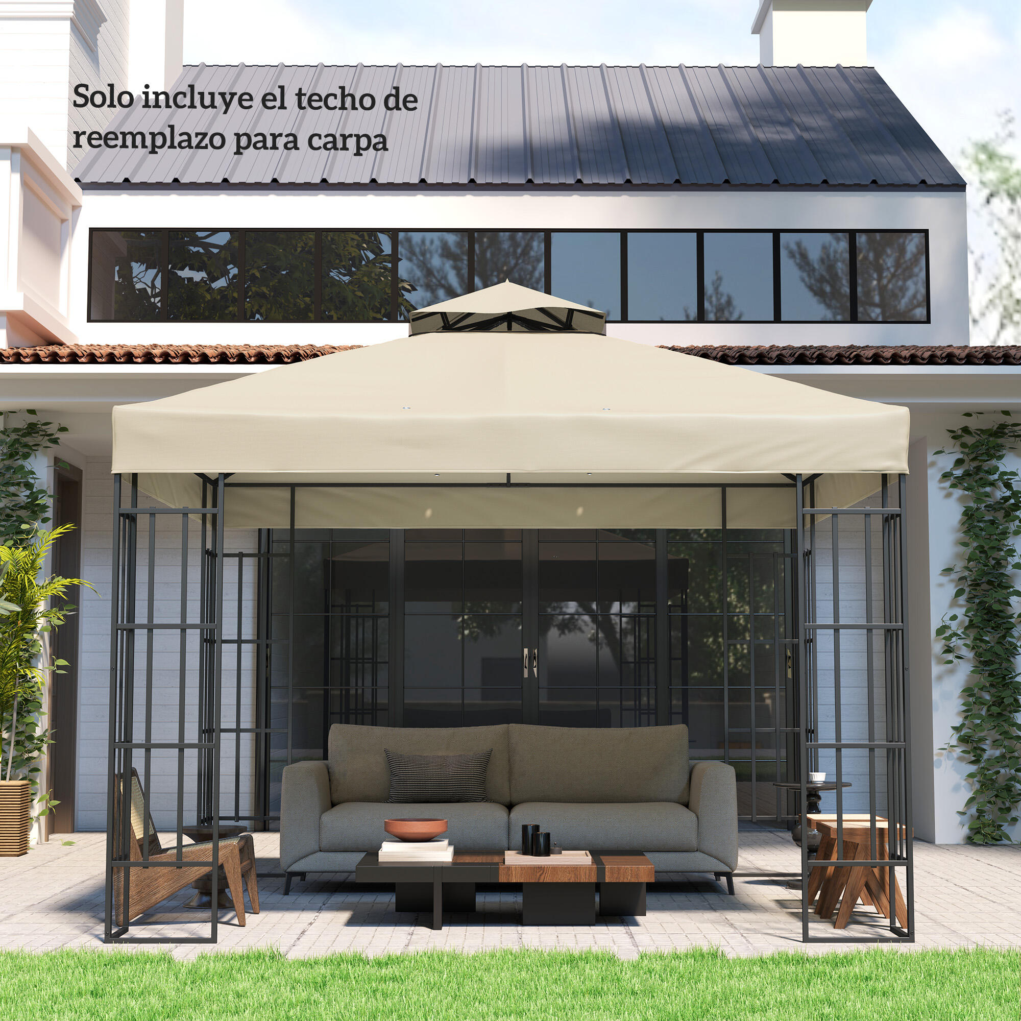 Techo de Repuesto Outsunny 300x300 cm Crema 6/7