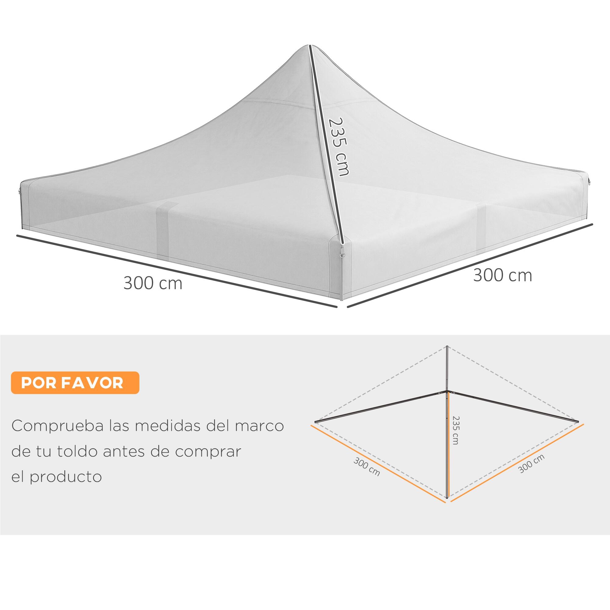 Techo de Carpa Outsunny 300x300 cm Blanco 3/7