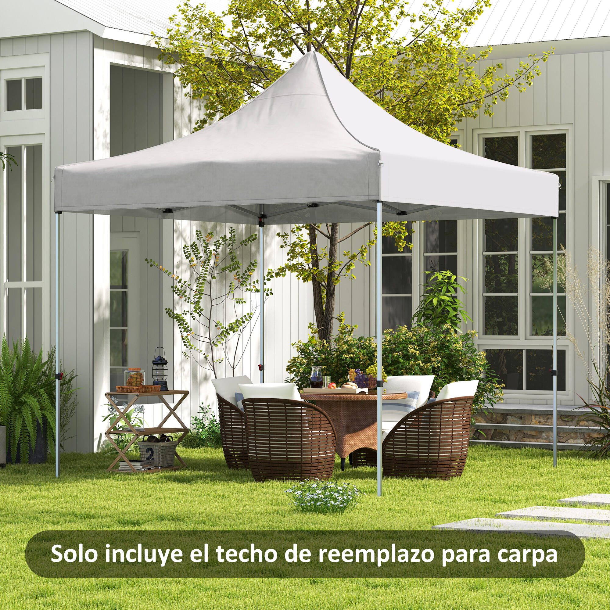 Techo de Carpa Outsunny 300x300 cm Blanco 2/7