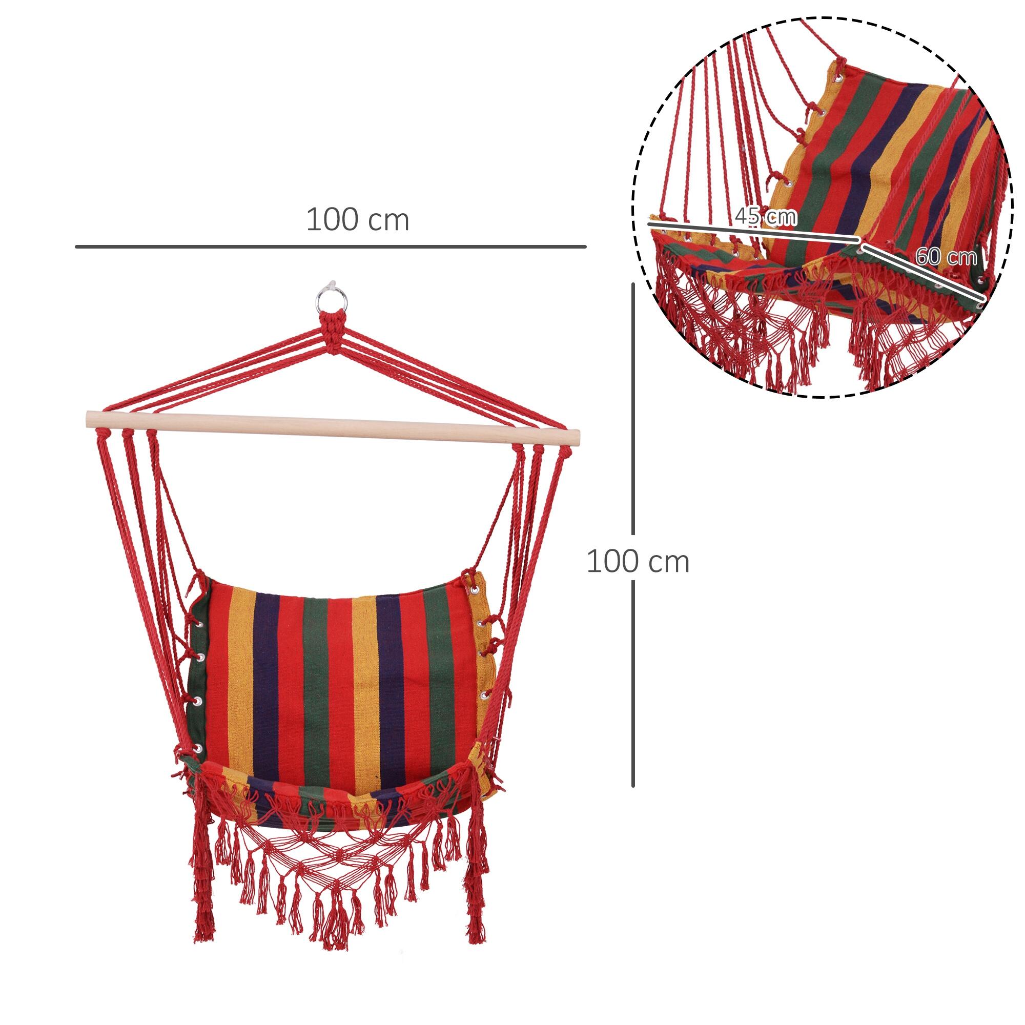 Cadeira Rede Suspensa 100x60x100 cm Multicor Outsunny 3/7