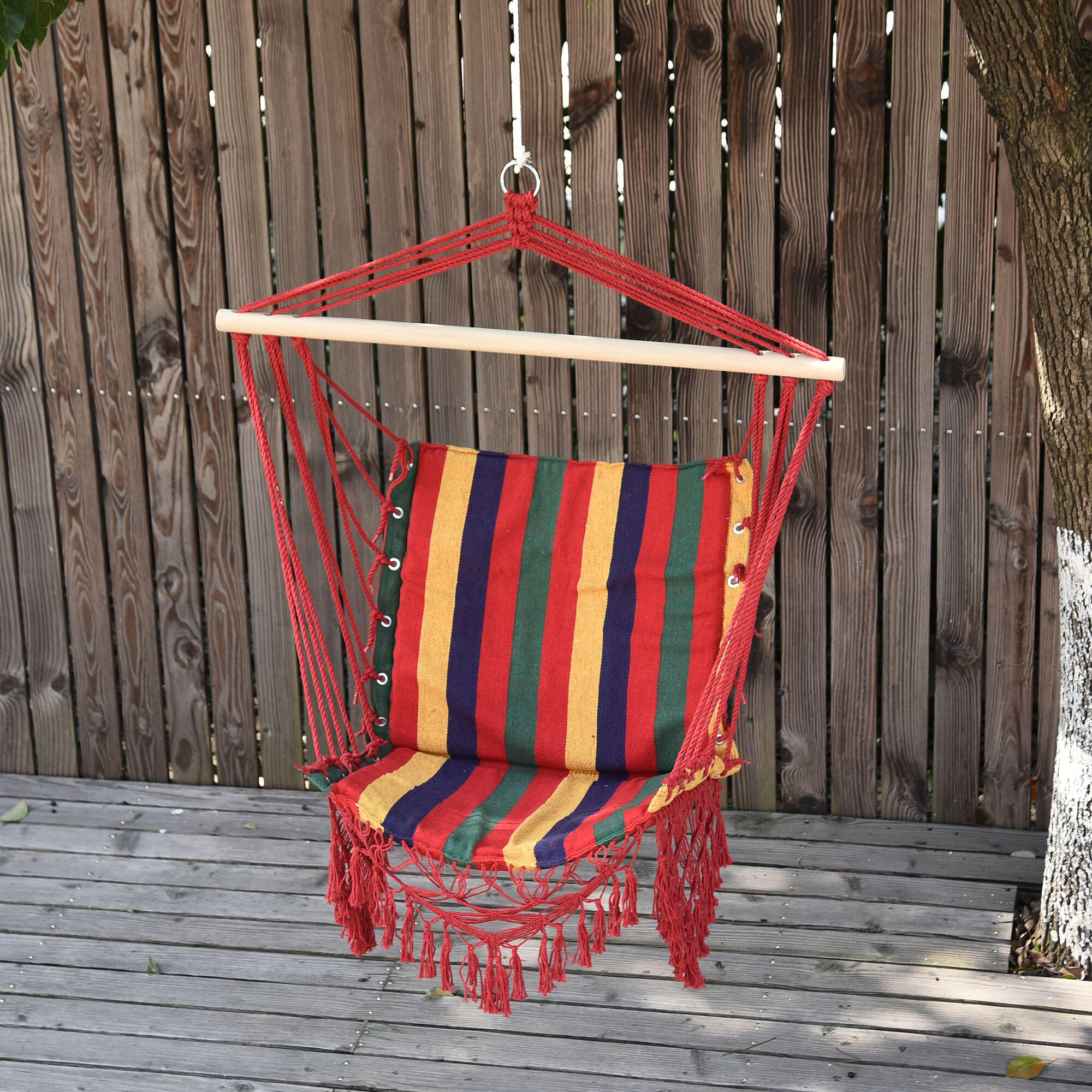 Cadeira Rede Suspensa 100x60x100 cm Multicor Outsunny 2/7
