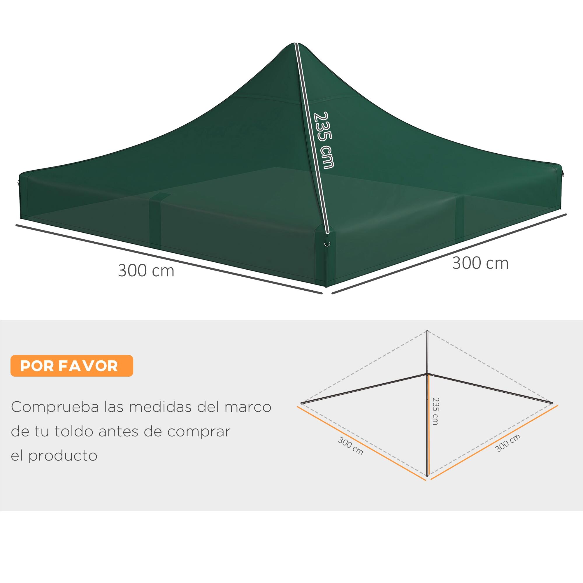 Toldo de substituição para pérgola verde escuro Outsunny 3/7