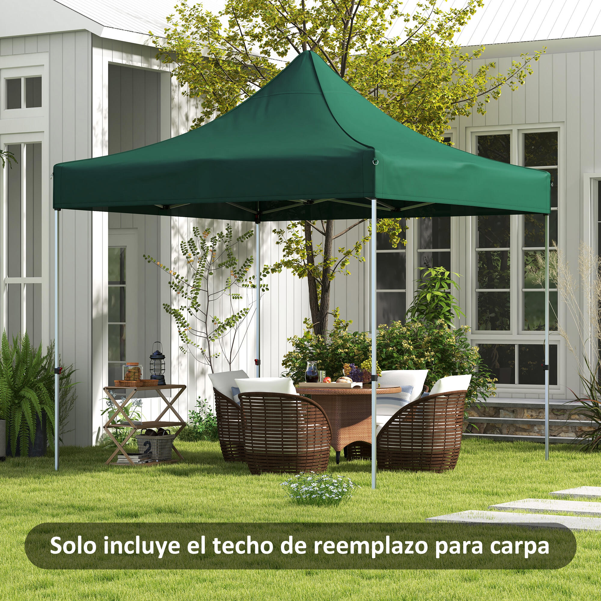 Toldo de substituição para pérgola verde escuro Outsunny 2/7