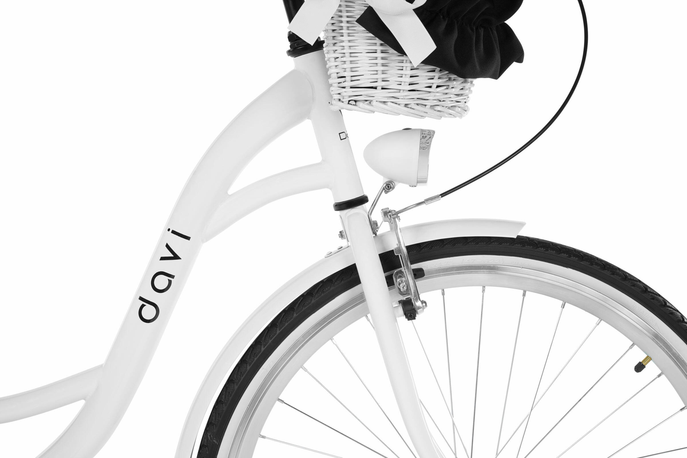 Damesfiets Davi Lila 28", 1 versnelling, 160-185 cm, Wit/Zwart 5/6