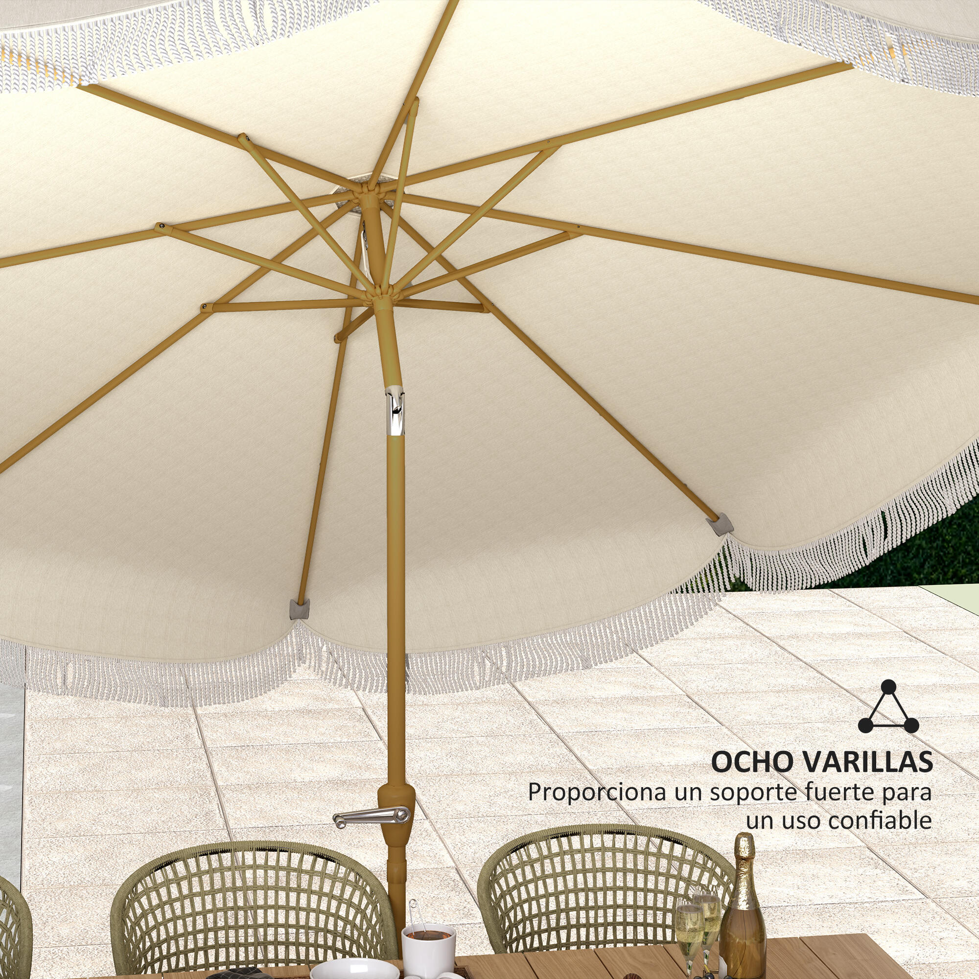 Sombrilla Outsunny 269x269x238 cm Beige 7/7