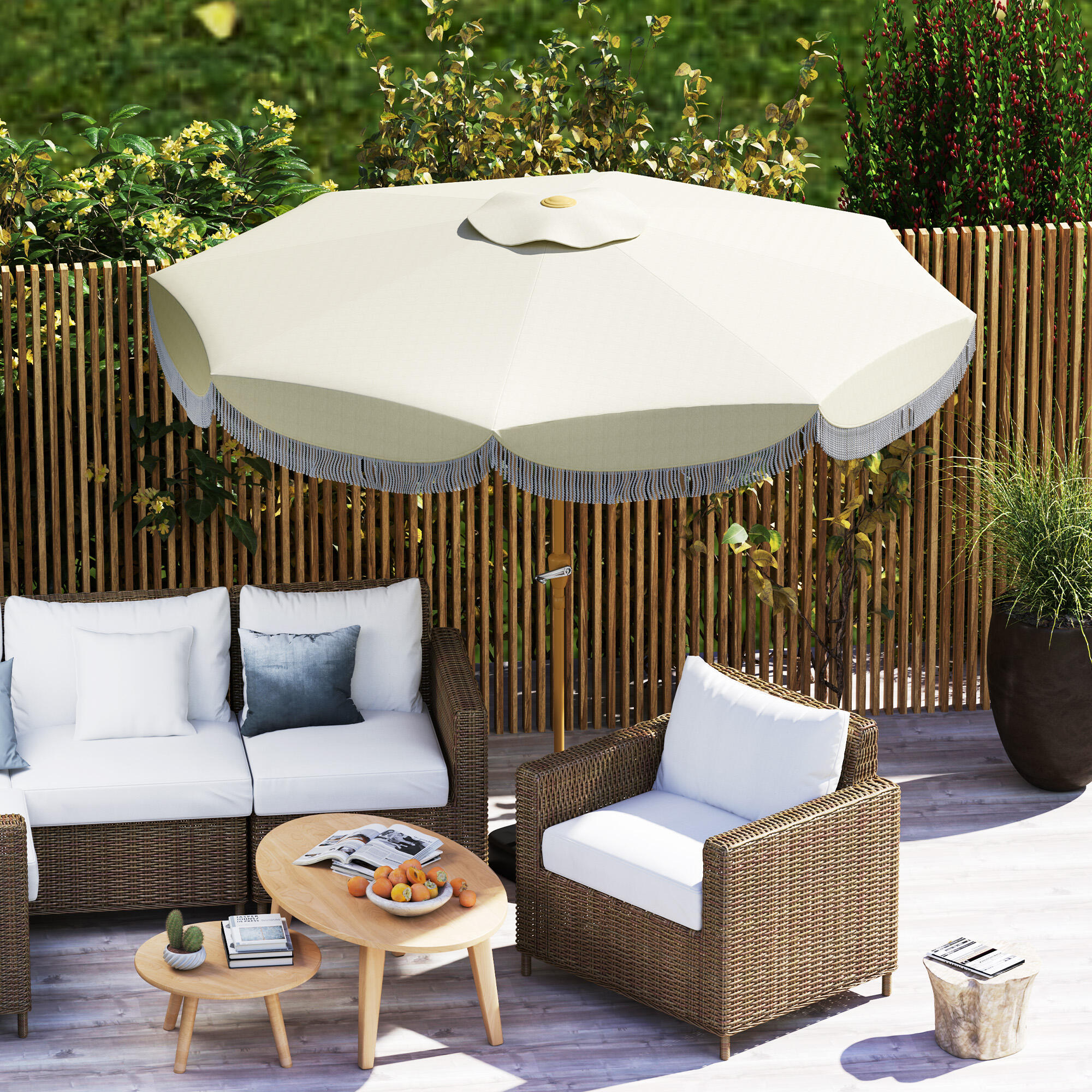 Sombrilla Outsunny 269x269x238 cm Beige 5/7