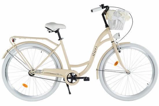 Vélo femme Davi Lila 28″, 160–185 cm, 1 vitesse, beige/blanc