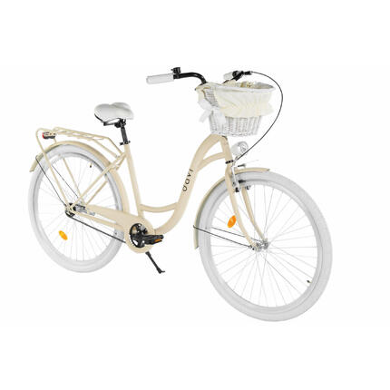 Rower damski Davi Mila 28″, 160–185 cm, 1 bieg, beżowy/biały