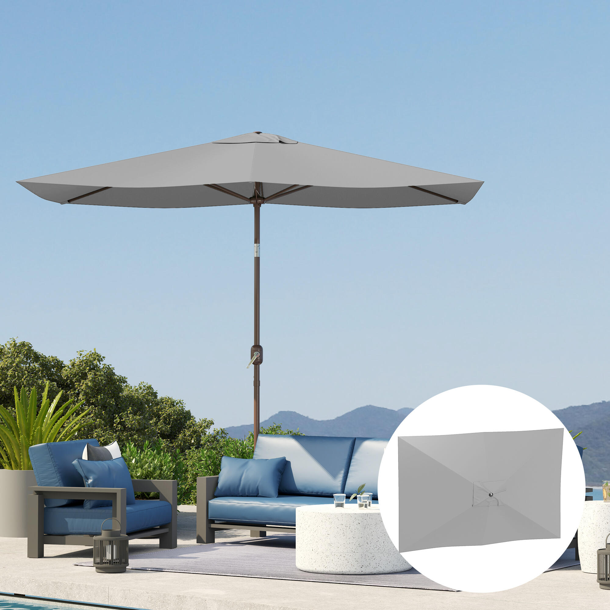 Toldo de Sombrilla Outsunny 200x300x0.1 cm Gris Claro 4/7