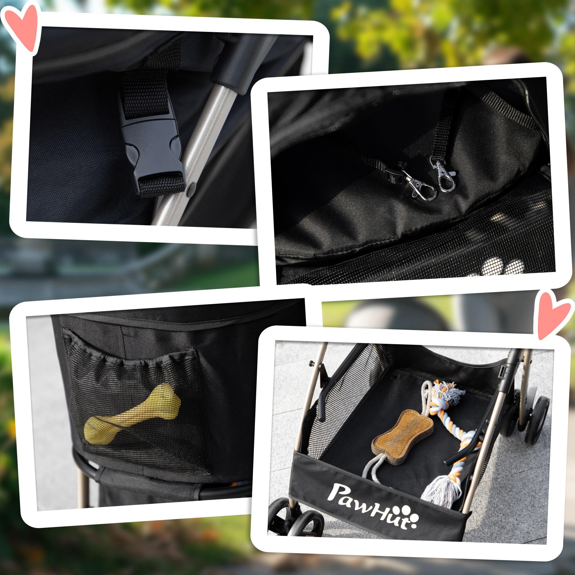 Carrinho para animais de estimação 82x49,5x98cm preto PawHut 4/7