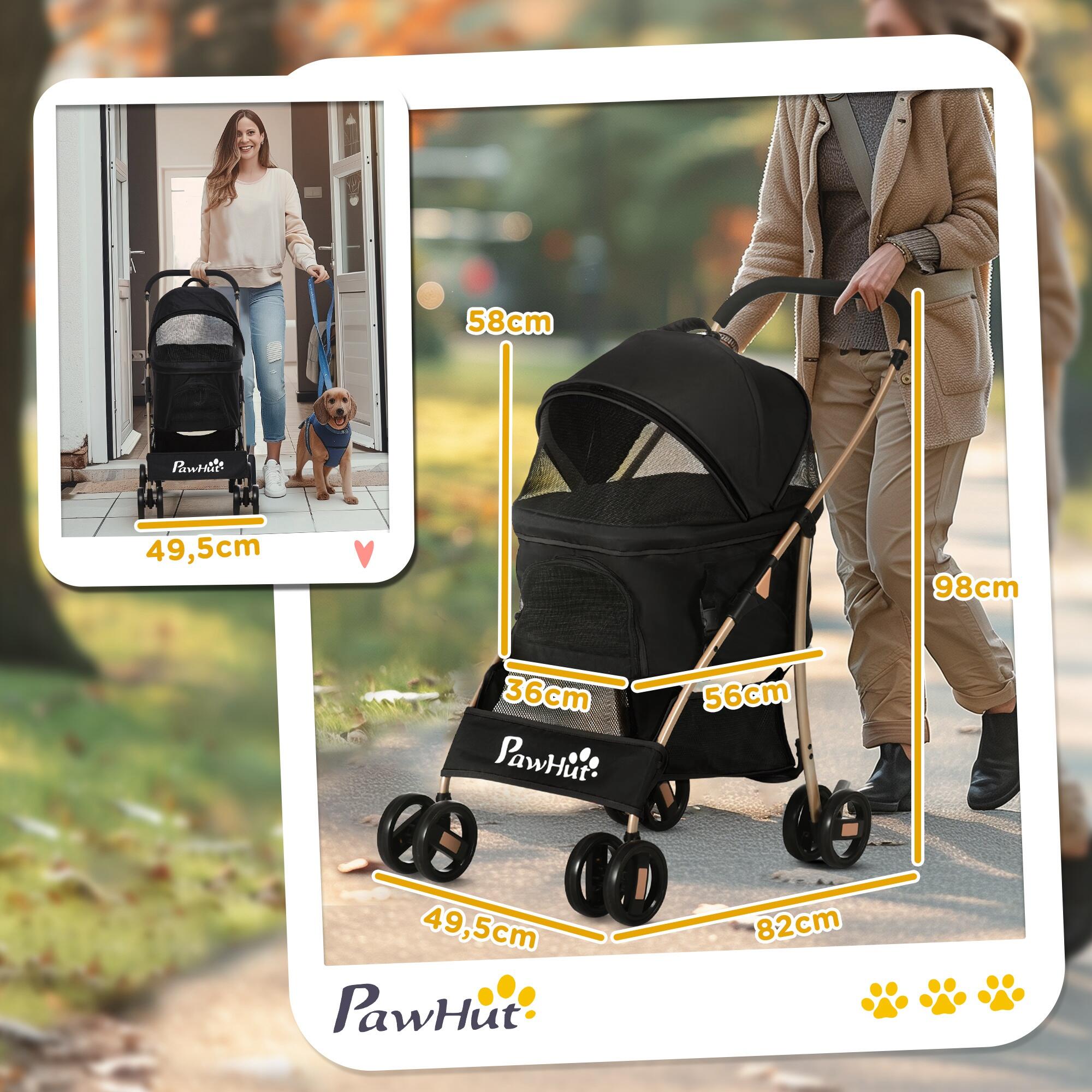 Carrinho para animais de estimação 82x49,5x98cm preto PawHut 3/7