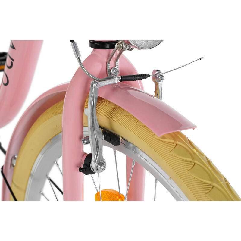 Bicicleta copii Davi Amelia, 6 viteze, 24″, 130-165 cm, Roz/Crem