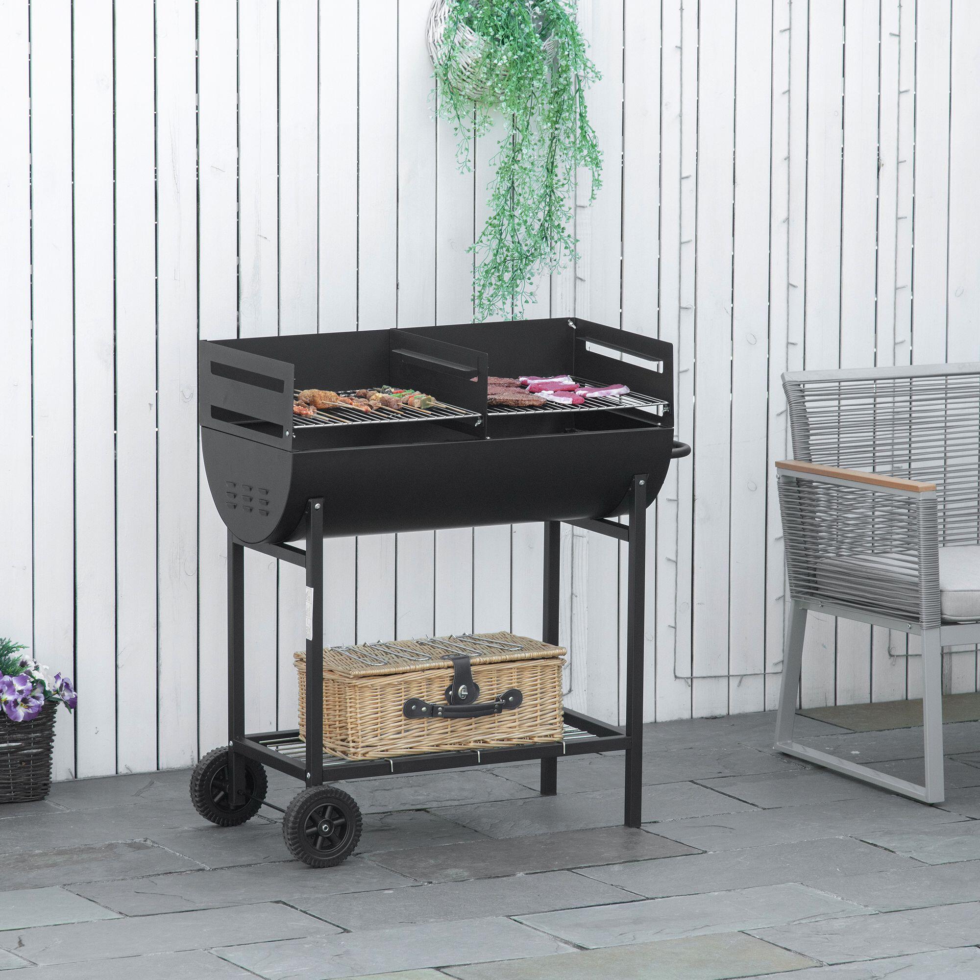 Barbacoa de Carbón Outsunny 90x45x96 cm negro 2/7