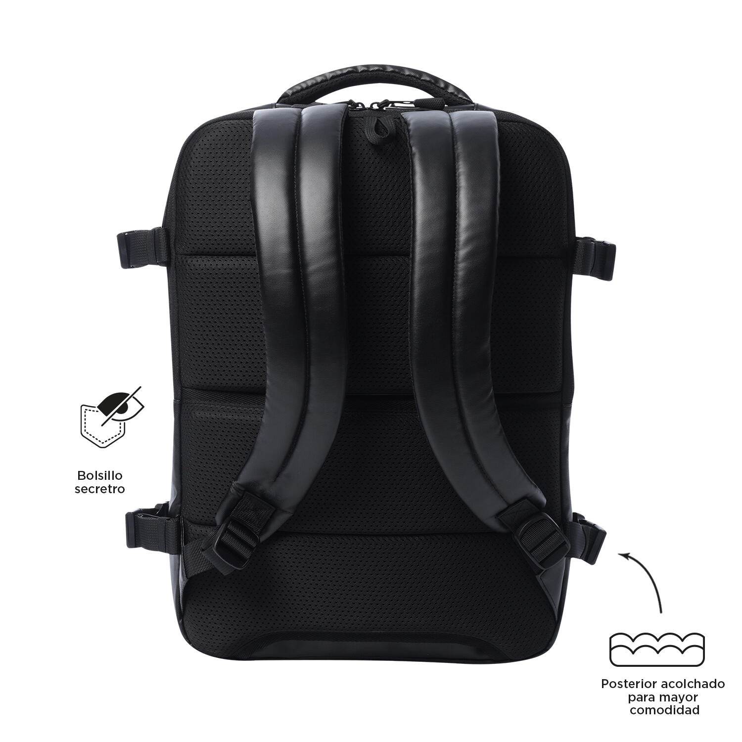 Totto Mochila urbana Grow Negro Poliéster 28 x 41.5 x 11.5 cm 3/5