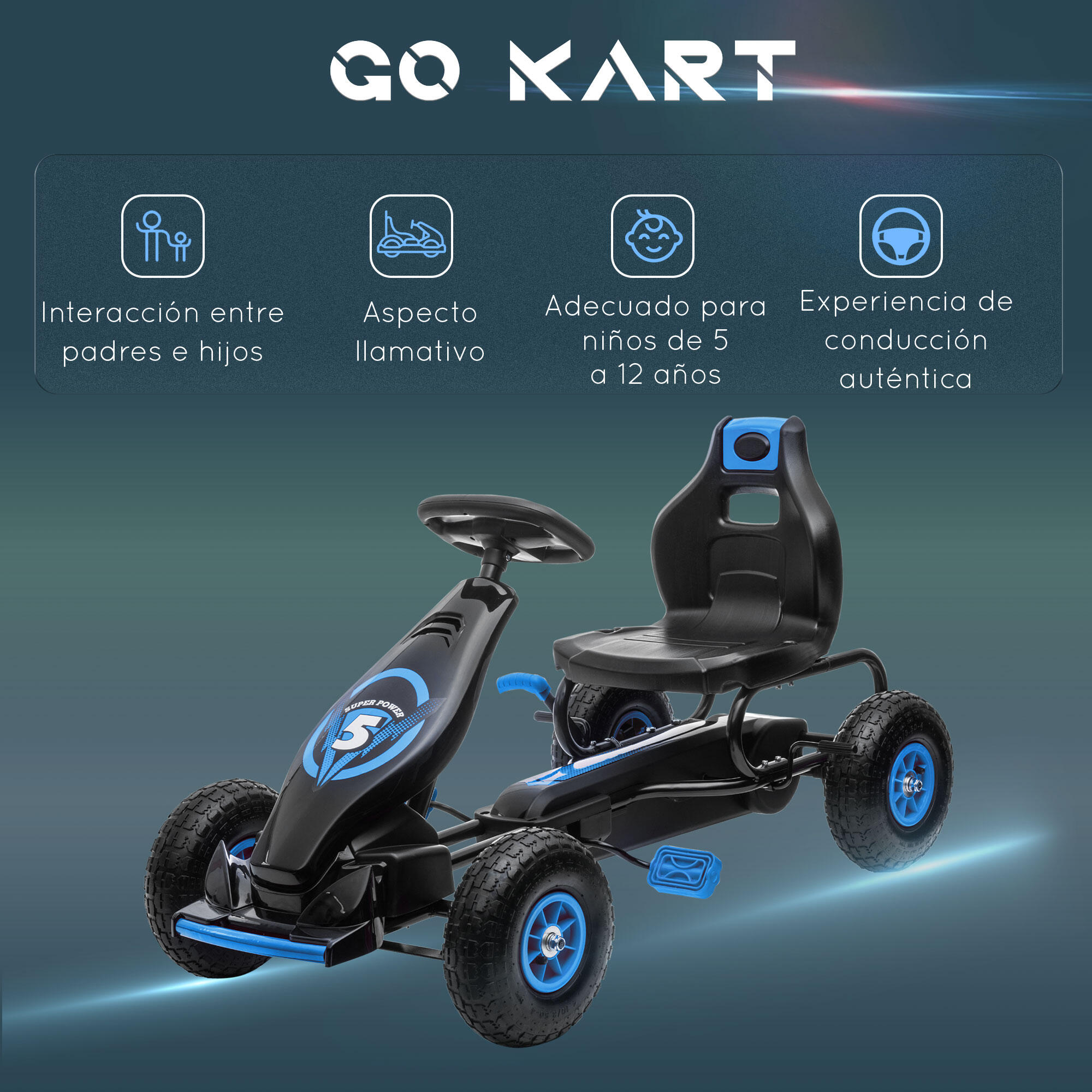 Kart a pedal 121x58x61cm azul HOMCOM 7/7