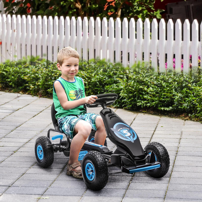 Homcom Go Kart Pedale Copii – Scaun Reglabil, Roti & Frana de Mana