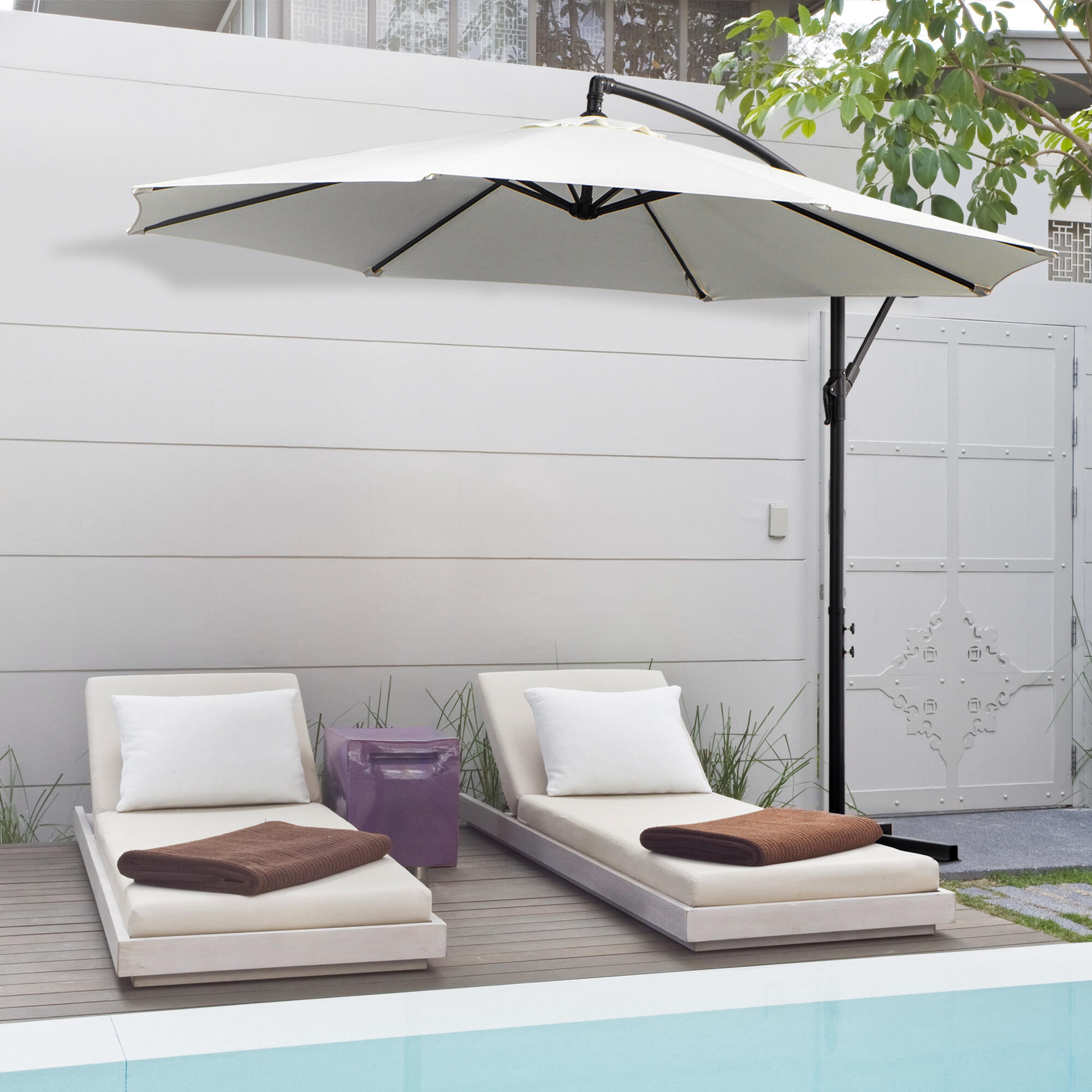 Sombrilla Outsunny 295x295x245 cm Crema 2/7