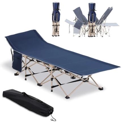 Lit de camp - Camping - Unisexe - Pliable, robuste - Bleu