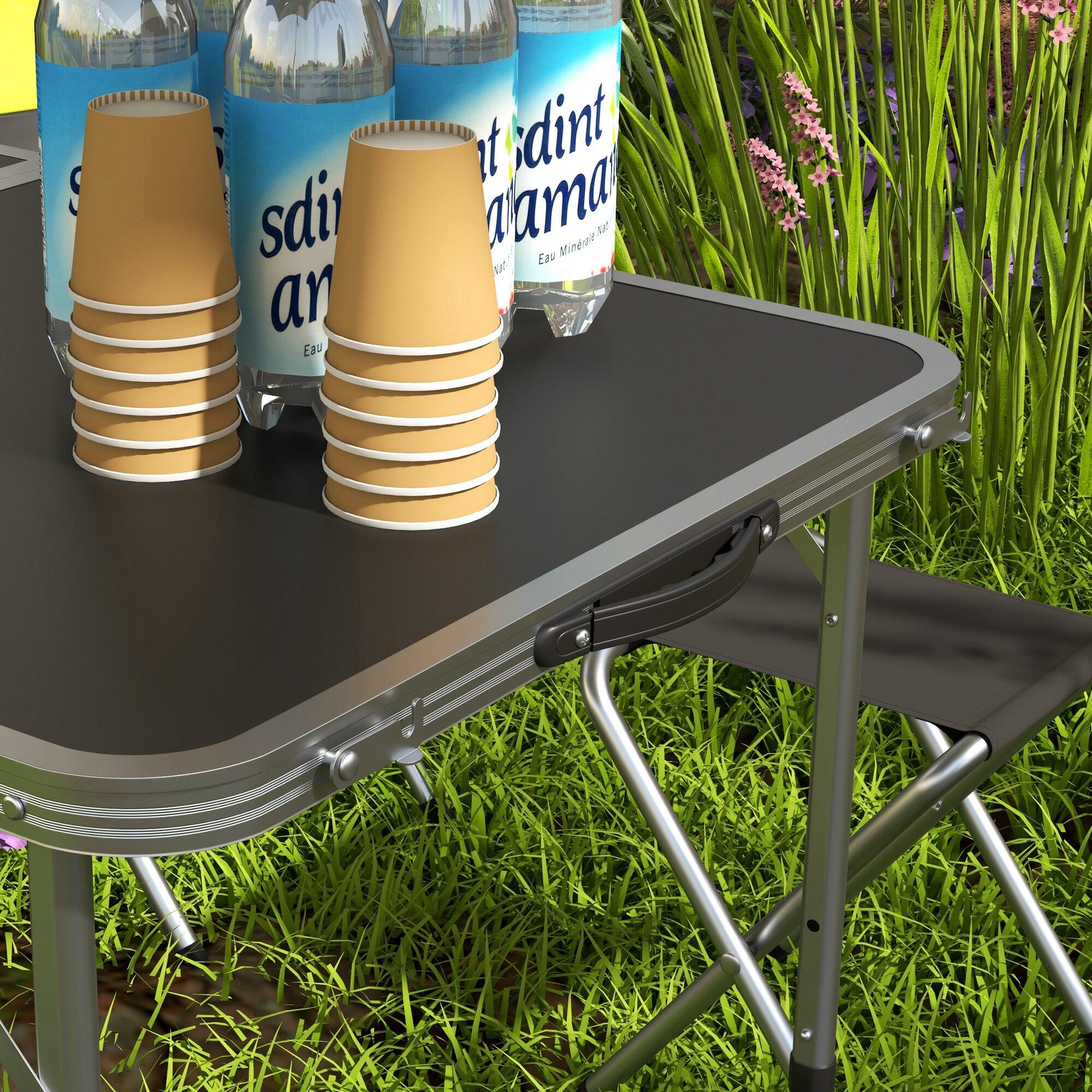 Mesa Camping Plegable Outsunny 120x60x77 cm Negro 5/7