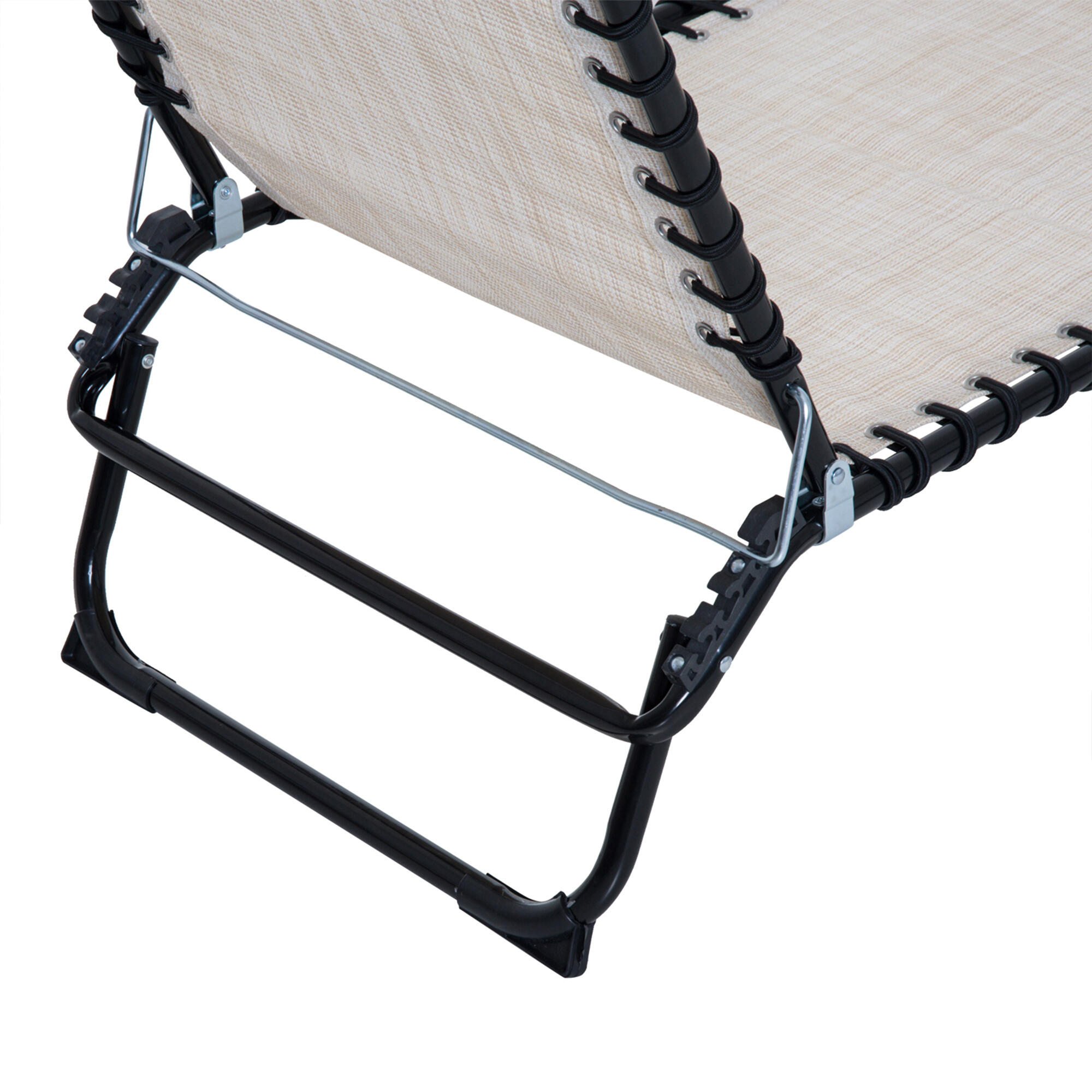 Tumbona Reclinable Outsunny 197x58x30 cm Crema 6/8