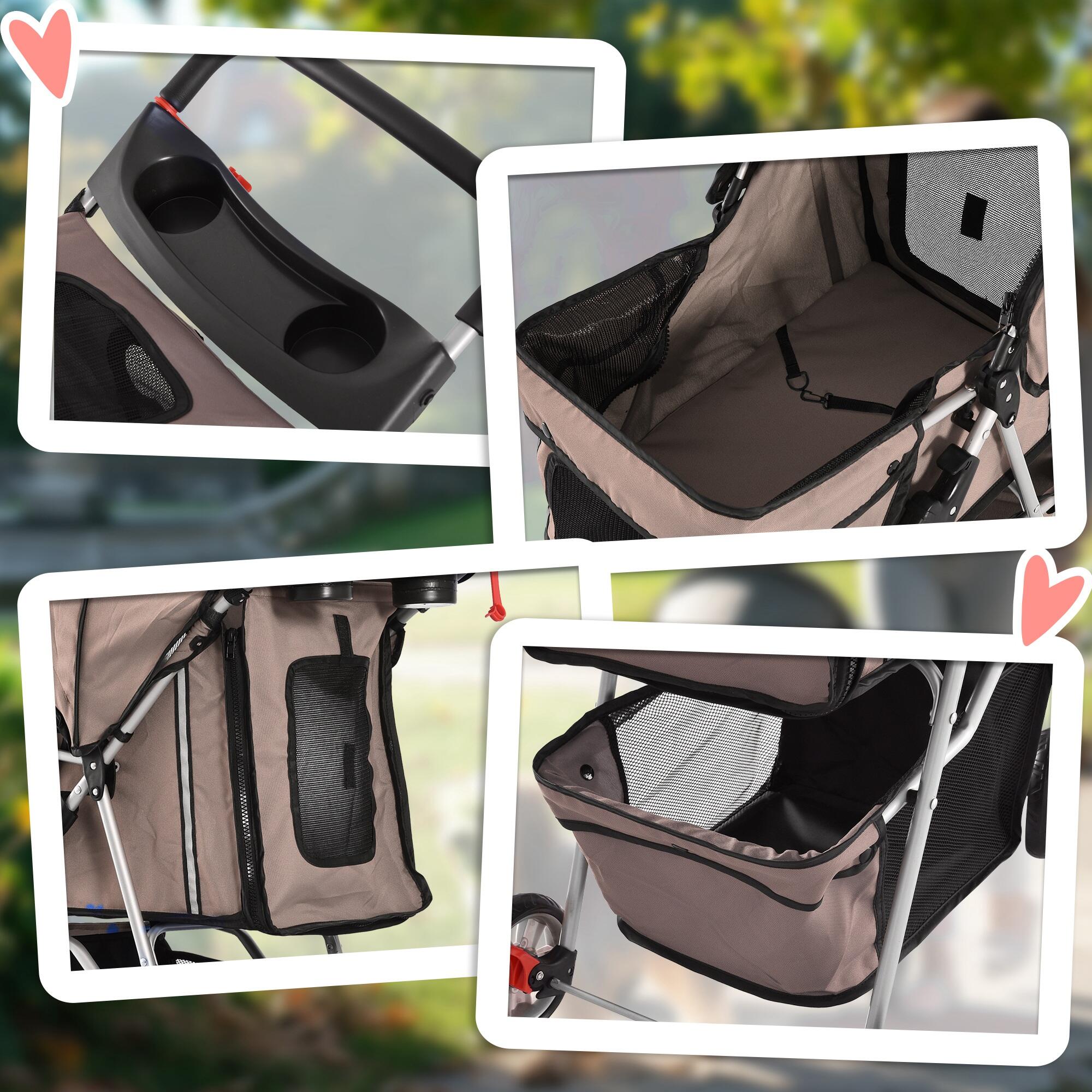 Cochecito para Perro y Gato PawHut 75x45x97 cm Café 4/7