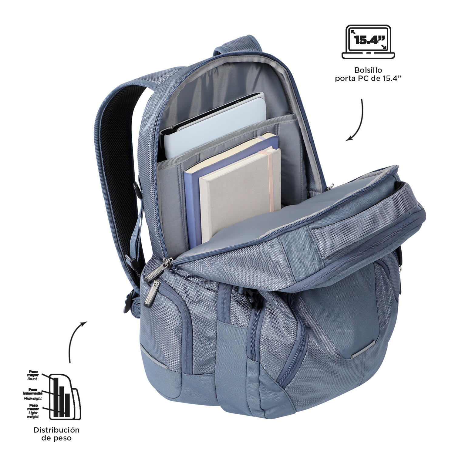Totto Mochila ejecutiva Polixan 2.0 Folkstone Gray Poliéster 30 x 48 x 14 cm 4/5
