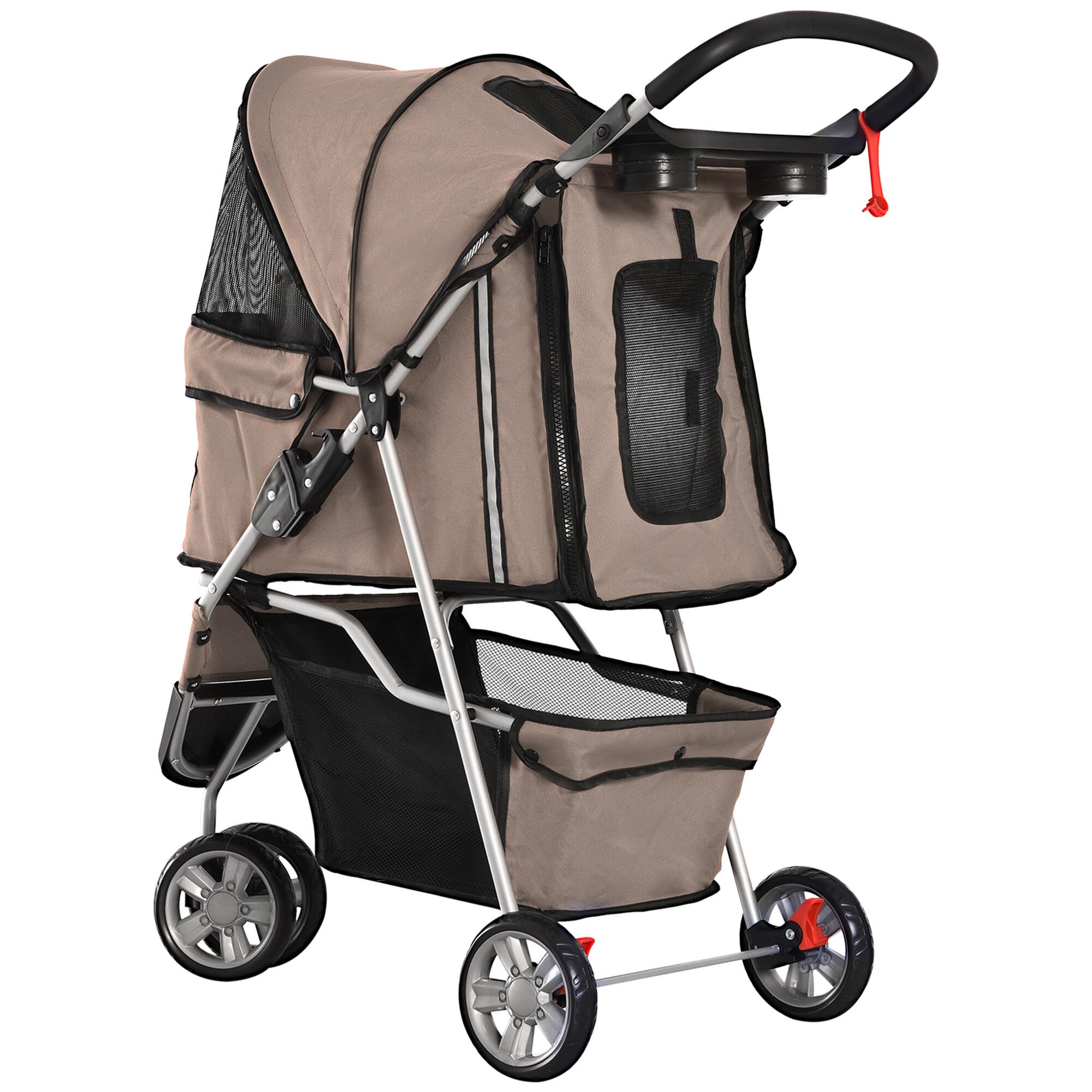 Cochecito para Perro y Gato PawHut 75x45x97 cm Café 5/7