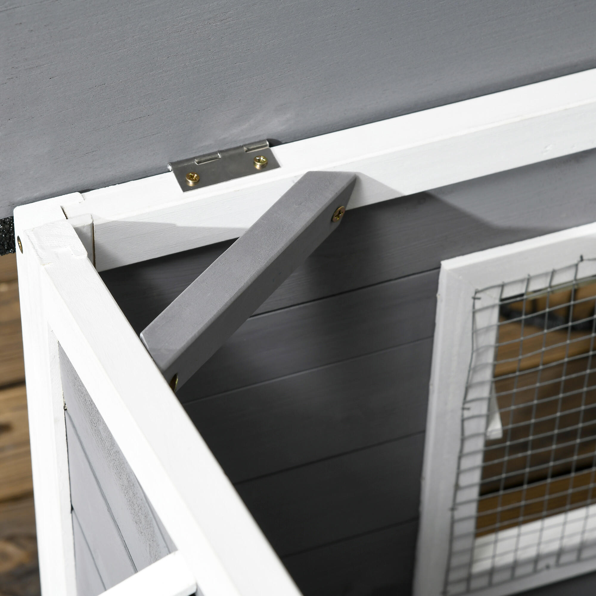Caseta para perros de madera techo asfáltico PawHut 97x72x65 cm gris 5/7