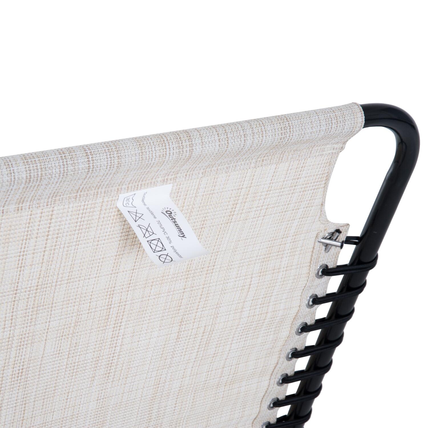 Tumbona Reclinable Outsunny 197x58x30 cm Crema 4/8