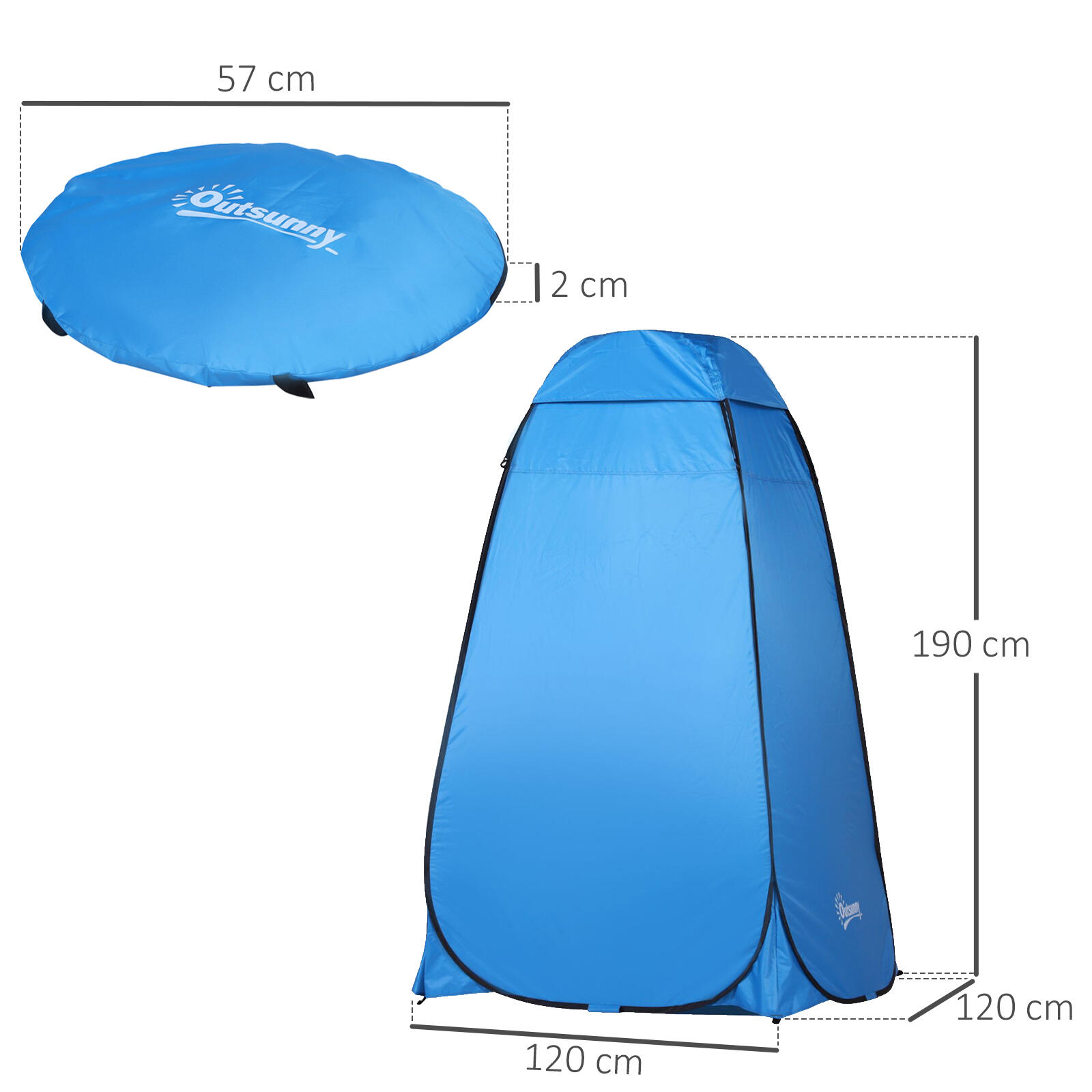 Carpa para Ducha Outsunny 120x120x190 cm azul 3/7