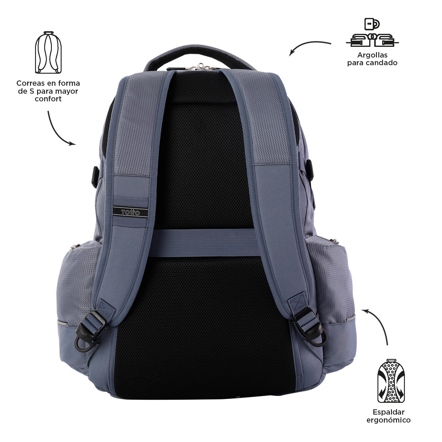 Totto Mochila ejecutiva Polixan 2.0 Folkstone Gray Poliéster 30 x 48 x 14 cm 3/5