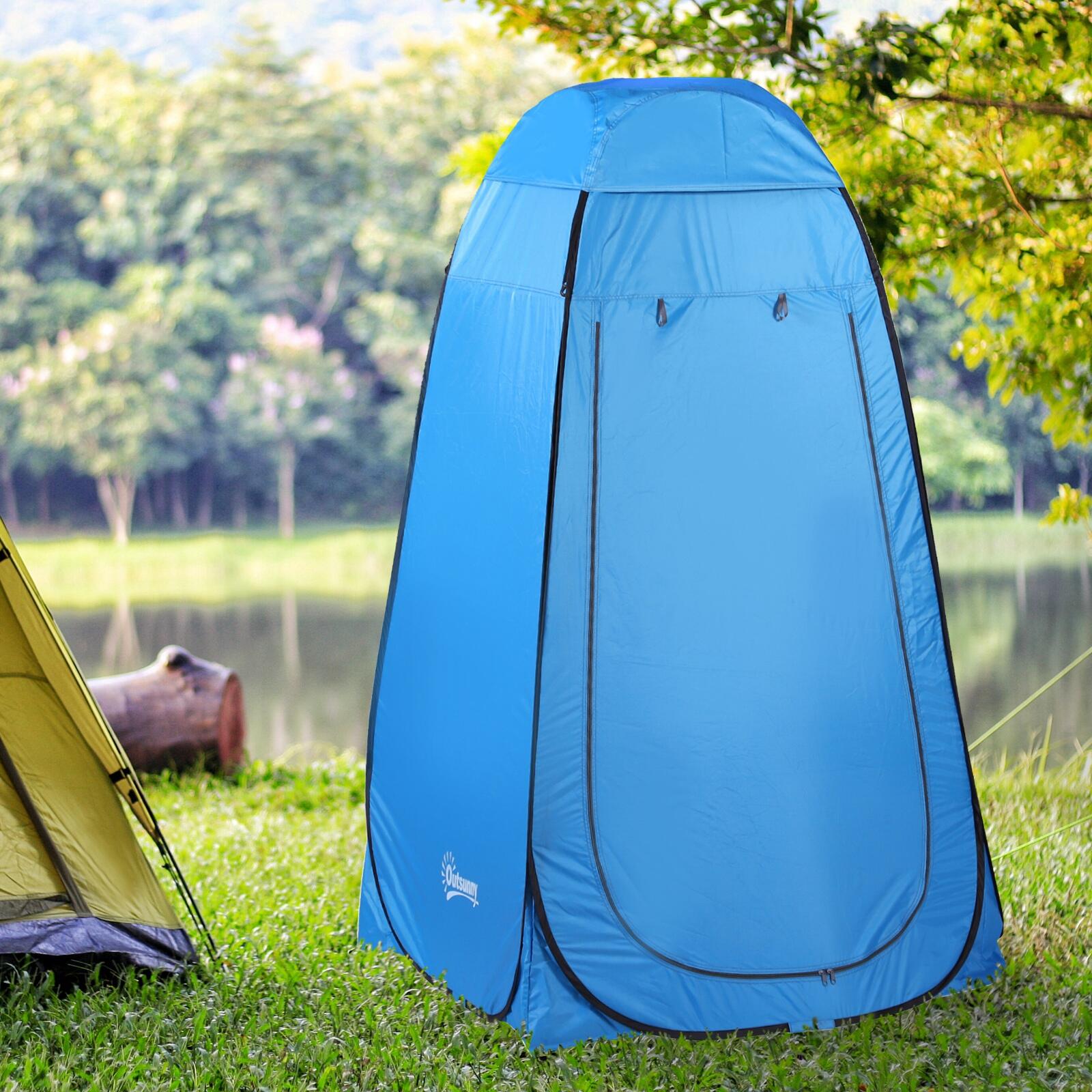 Carpa para Ducha Outsunny 120x120x190 cm azul 2/7