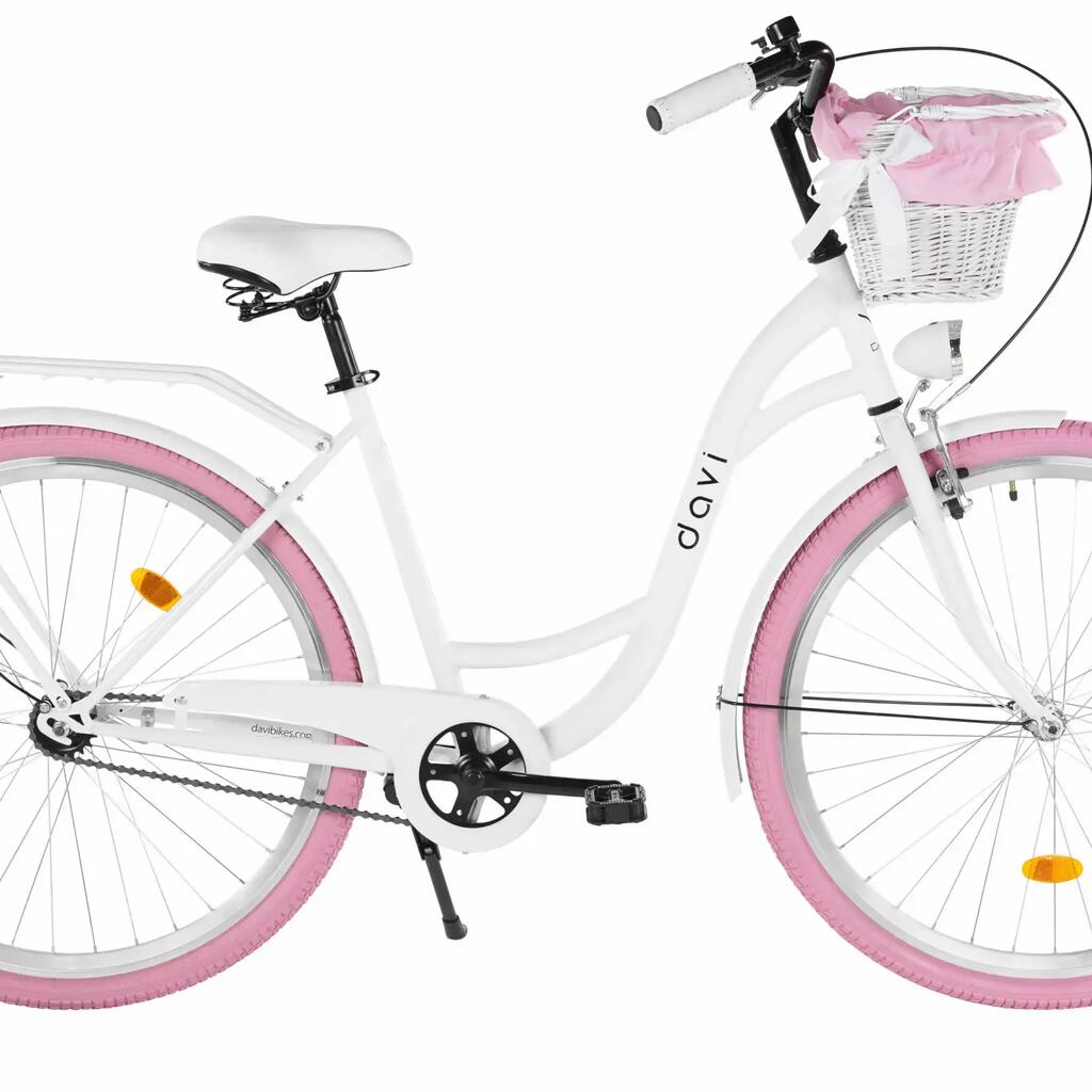 Women’s bike Davi Lila 28″, 160–185 cm, 1 speed, white/pink